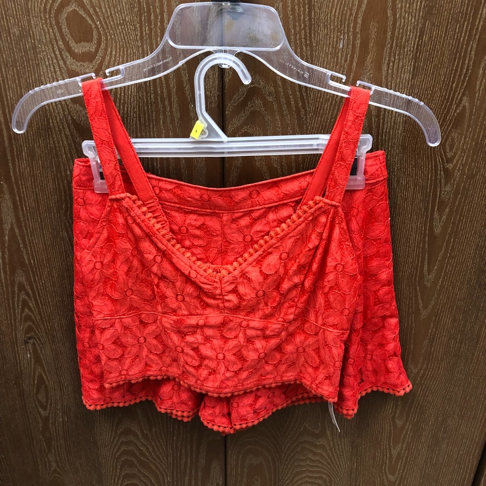 Red crop top and shorts